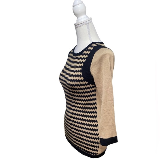 The Limited Tan/Black Striped Rayon Fitted Sweater Size XS - Picture 2 of 7